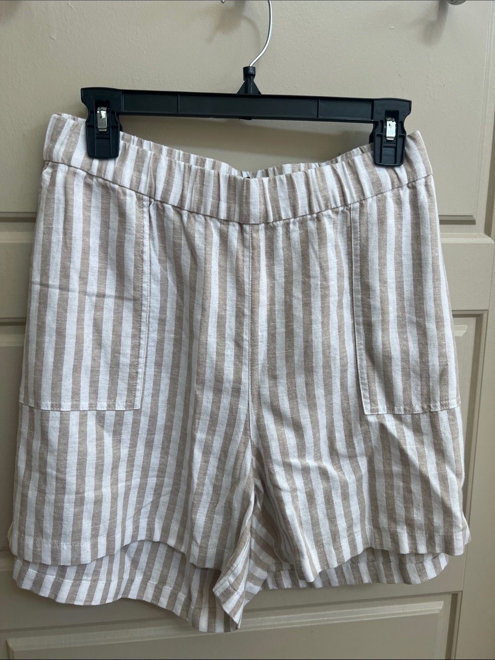 J. Crew Striped Elastic-Waist Bermuda Shorts linen Sz XL NWT SUMMER breathable